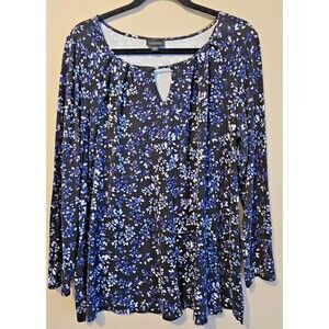 Pure Jill Womens Long-Sleeve  Top L Petite LP, black, purple, blue